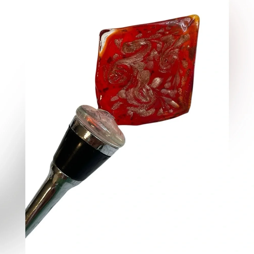 Hand Blown Art Glass Wine Bottle‎ Stoppers Set of 2 Colorful Barware Gift Decor